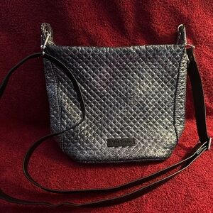 Vera Bradley Messenger Bag, Quilted Silver and Black Metallic - NWOT